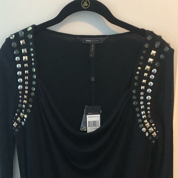 BCBGMAXAZRIA Bodycon Dress Jeweled Shoulder - Picture 2 of 16